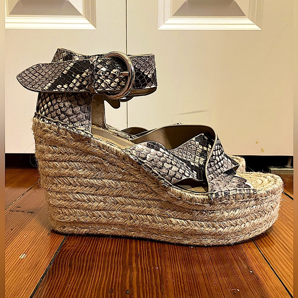 MARC FISHER LTD Amari Espadrille Wedge Sandal - Snakeskin